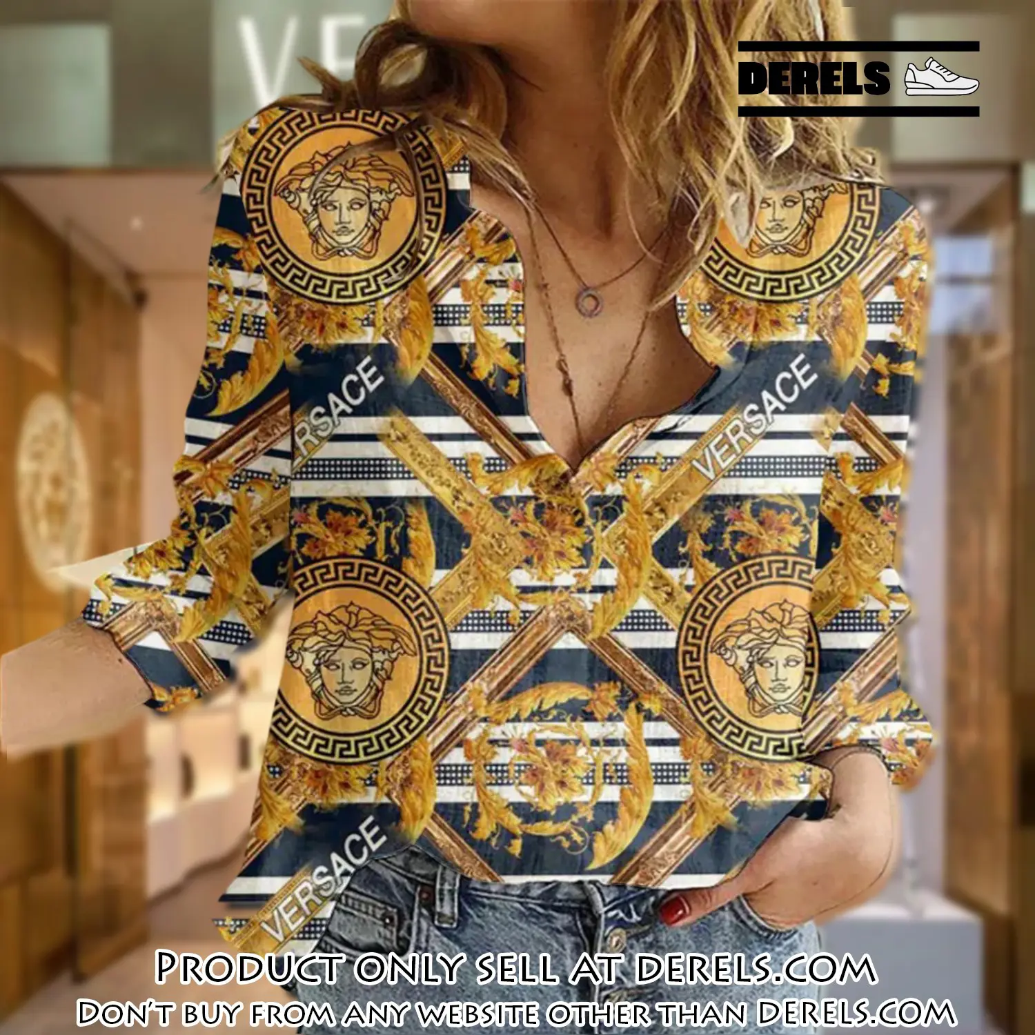 Versace luxury women casual shirt linen shirt wcs1067 dr2809308